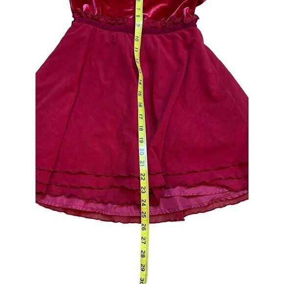 American Girl Red Velvet & Mesh Dress With Snowflake Detail Size 7 - Picture 6 of 7